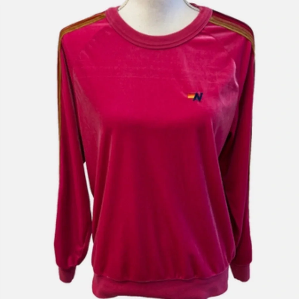 CLASSIC VELVET RELAXED SWEATSHIRT - PINK - Picture 1 of 6